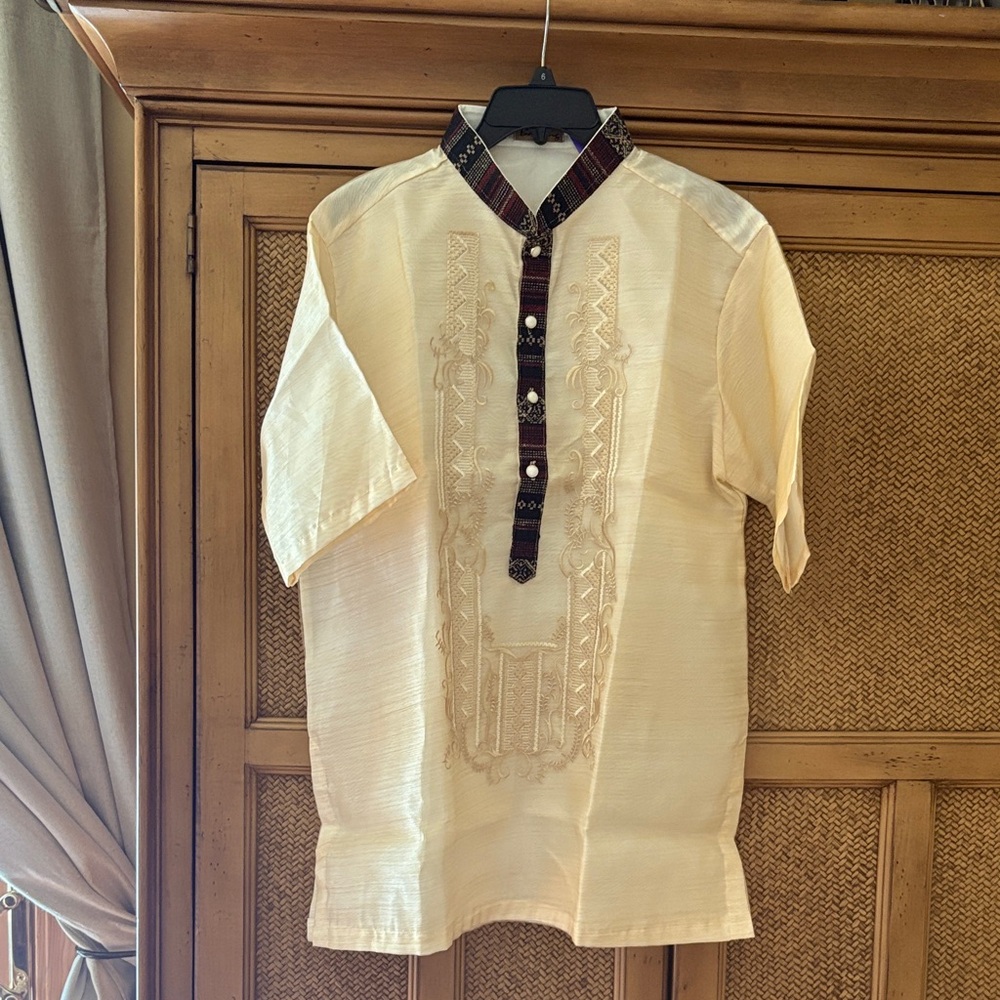 Men's Cream Barong with Igorot trim
